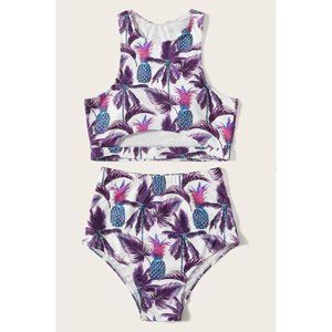 SHEIN Tropical Print High Waist Bikini Set